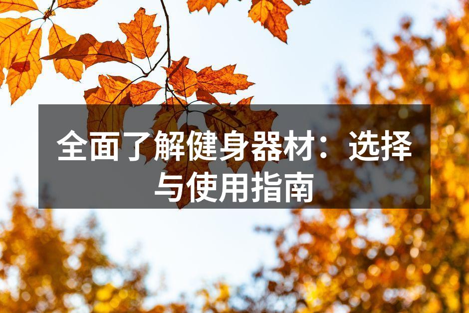 全面了解健身器材：选择与使用指南